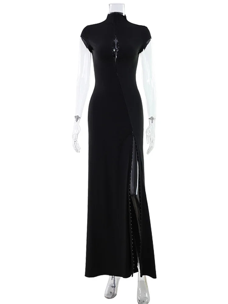 VALORIA | Women’s premium buckle bodycon maxi dress featuring a chic buckle detail