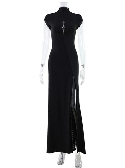 VALORIA | Women’s premium buckle bodycon maxi dress featuring a chic buckle detail