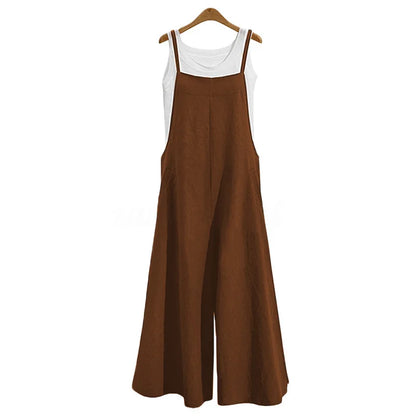 VALORIA | Women’s premium cotton linen wide leg jumpsuit for casual everyday outfits