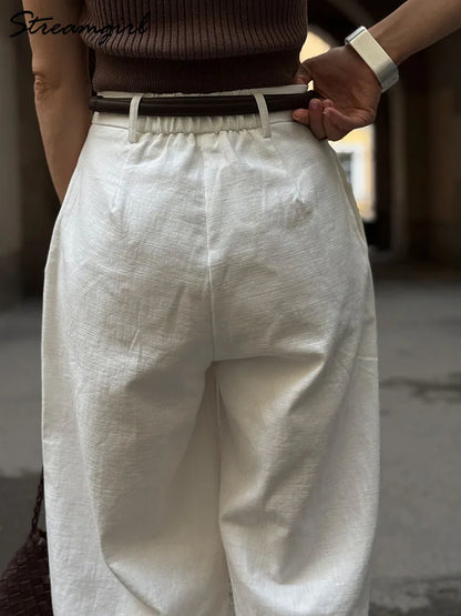 VALORIA | Women’s premium cotton linen wide leg pants natural fiber comfort