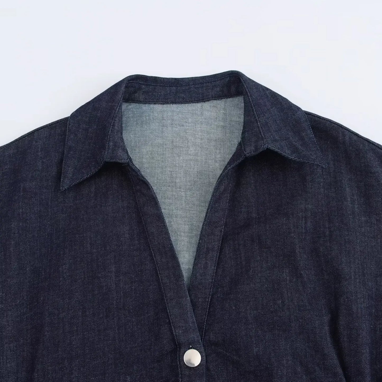 VALORIA | Women’s premium denim midi shirt dress with flattering belted silhouette