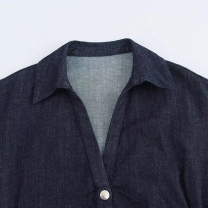 VALORIA | Women’s premium denim midi shirt dress with flattering belted silhouette