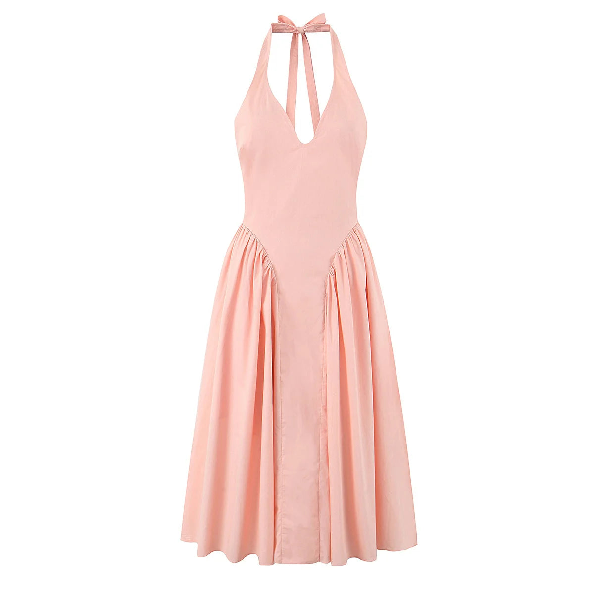 VALORIA | Women’s premium halter A-line midi dress with feminine flowing design