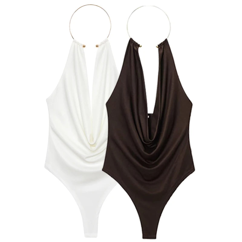 VALORIA | Women’s premium halter bodysuit with soft stretch fabric and flattering silhouette