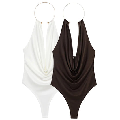 VALORIA | Women’s premium halter bodysuit with soft stretch fabric and flattering silhouette