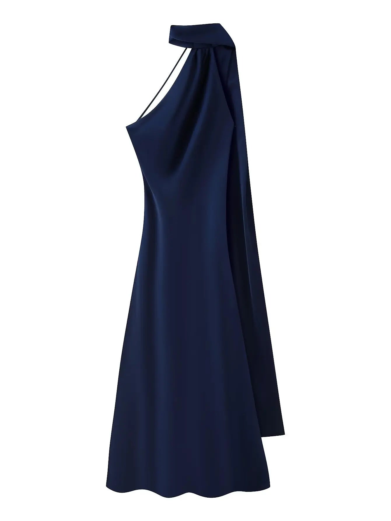 VALORIA | Women’s premium halter neck satin gown with flowing full-length silhouette