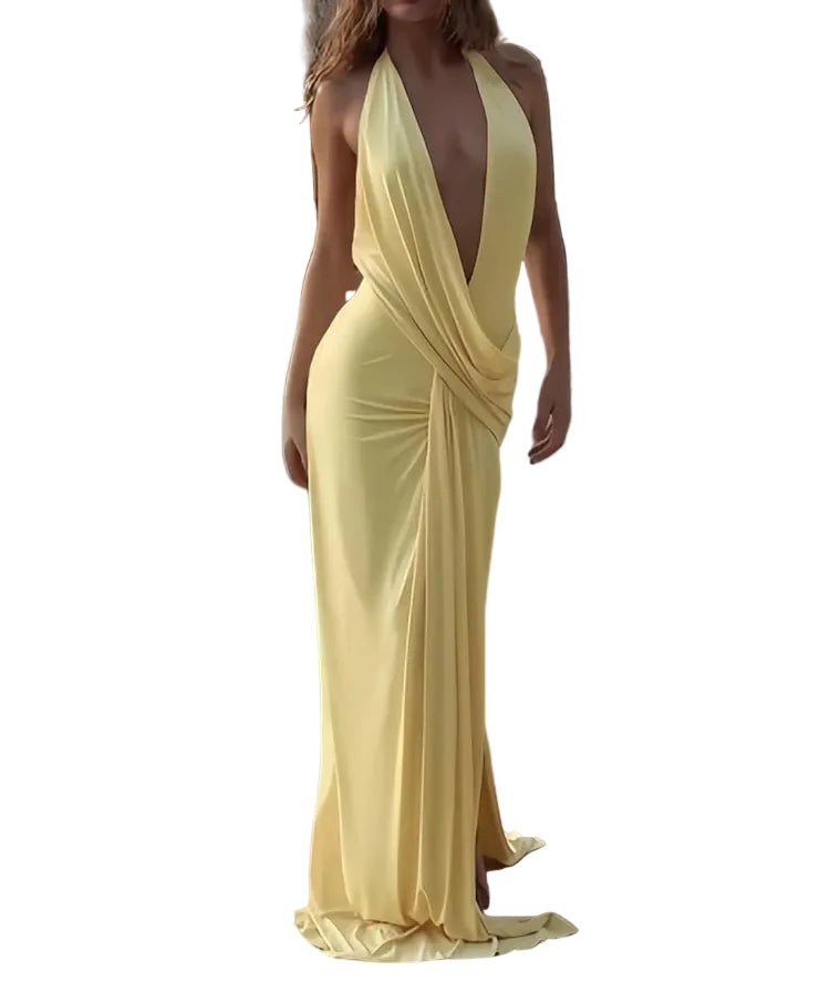 VALORIA | Women’s premium halter split maxi dress with flattering side slit design