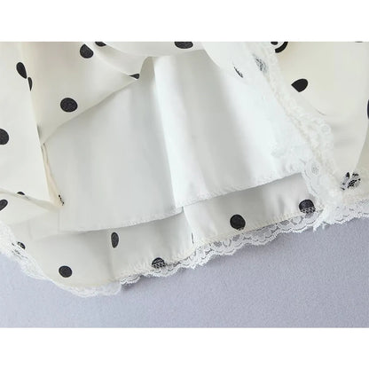 VALORIA | Women’s premium lace polka dot halter dress with delicate lace details