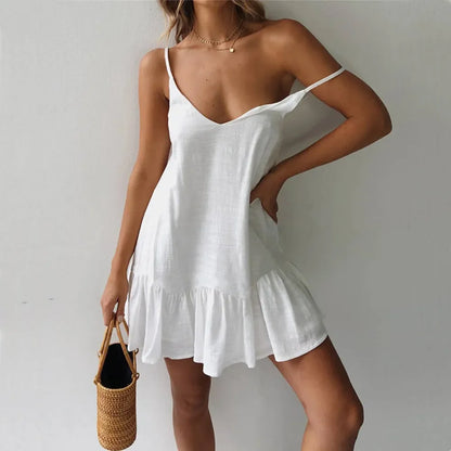 VALORIA | Women’s premium mini sundress featuring feminine ruffle details