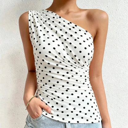 VALORIA | Women’s premium one-shoulder top featuring soft pleated detailing