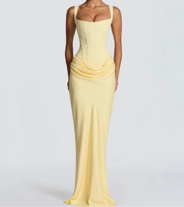 VALORIA | Women’s premium pleated square neck dress with feminine flowing design