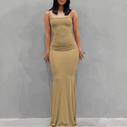 VALORIA | Women’s premium satin backless slip maxi dress smooth glossy fabric