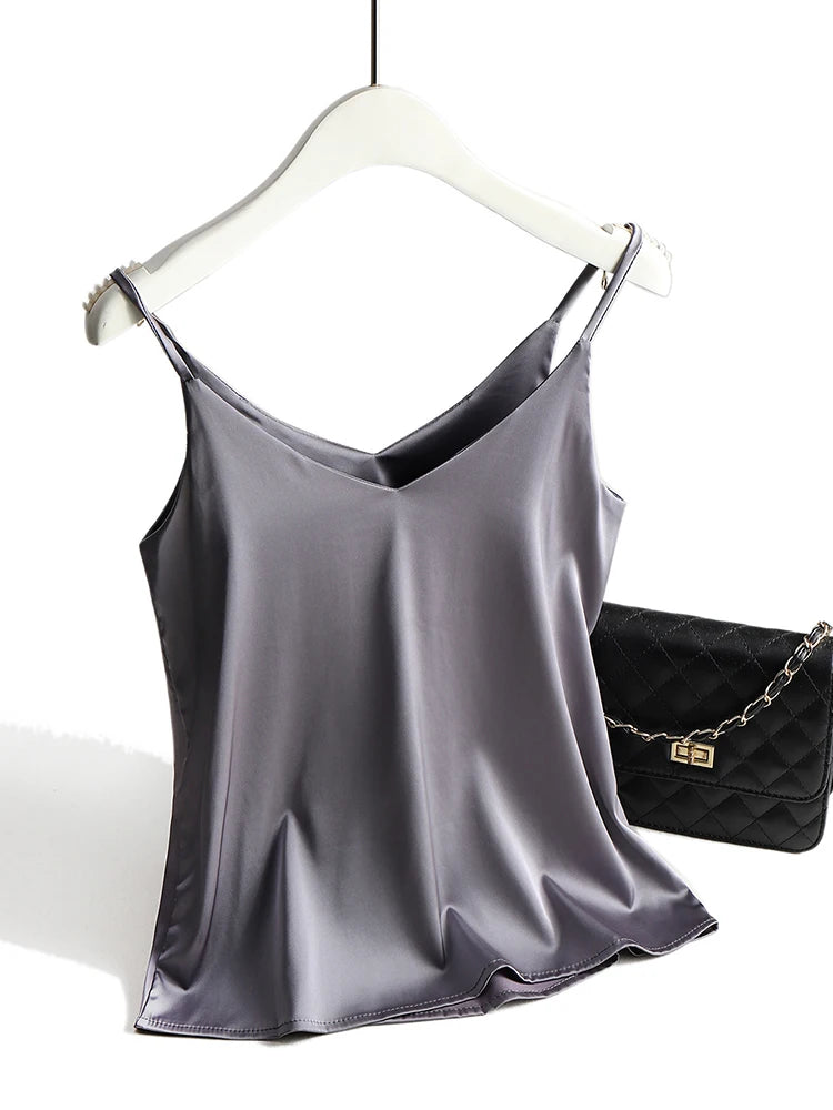 VALORIA | Women’s premium satin halter cami top with flattering draped neckline