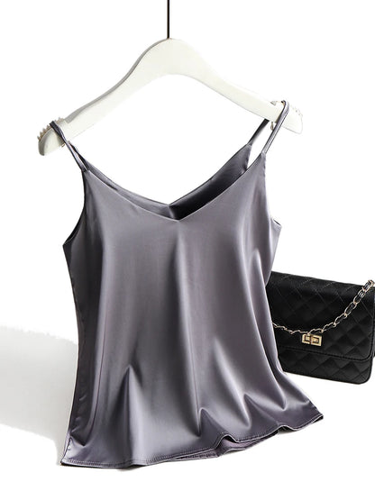 VALORIA | Women’s premium satin halter cami top with flattering draped neckline
