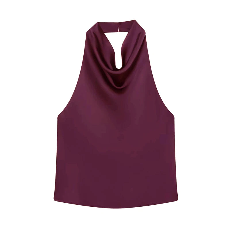 VALORIA | Women’s premium satin halter cami top with sleeveless design
