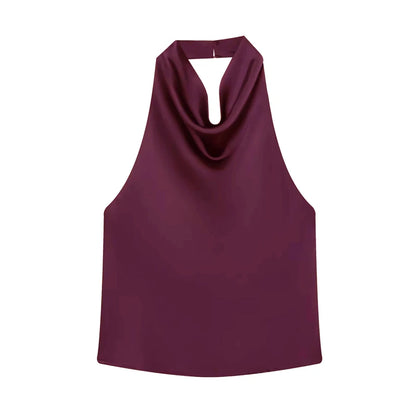 VALORIA | Women’s premium satin halter cami top with sleeveless design