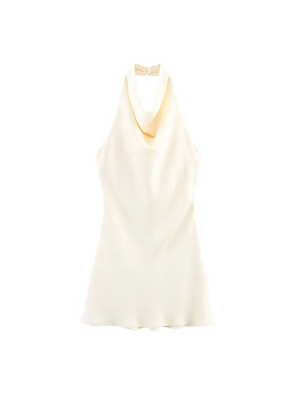 VALORIA | Women’s premium satin halter mini dress with flattering feminine silhouette