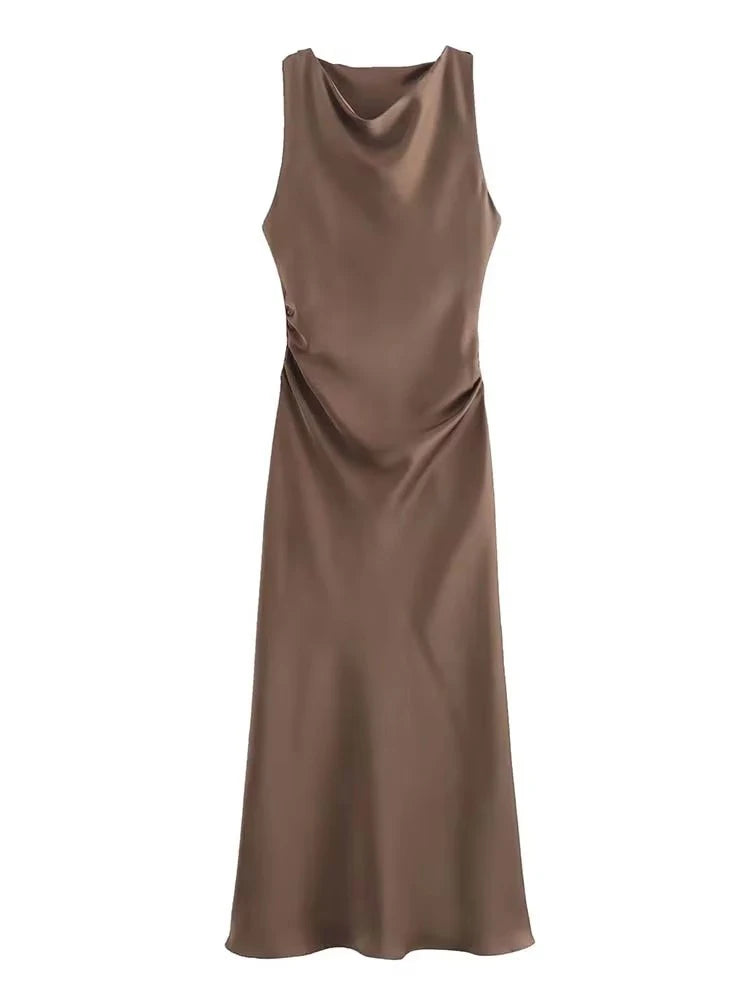 VALORIA | Women’s premium satin slip dress perfect for weddings, cocktail parties and formal events