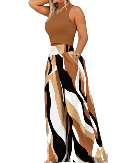 VALORIA | Women’s premium sleeveless wide leg pants set with relaxed flattering fit