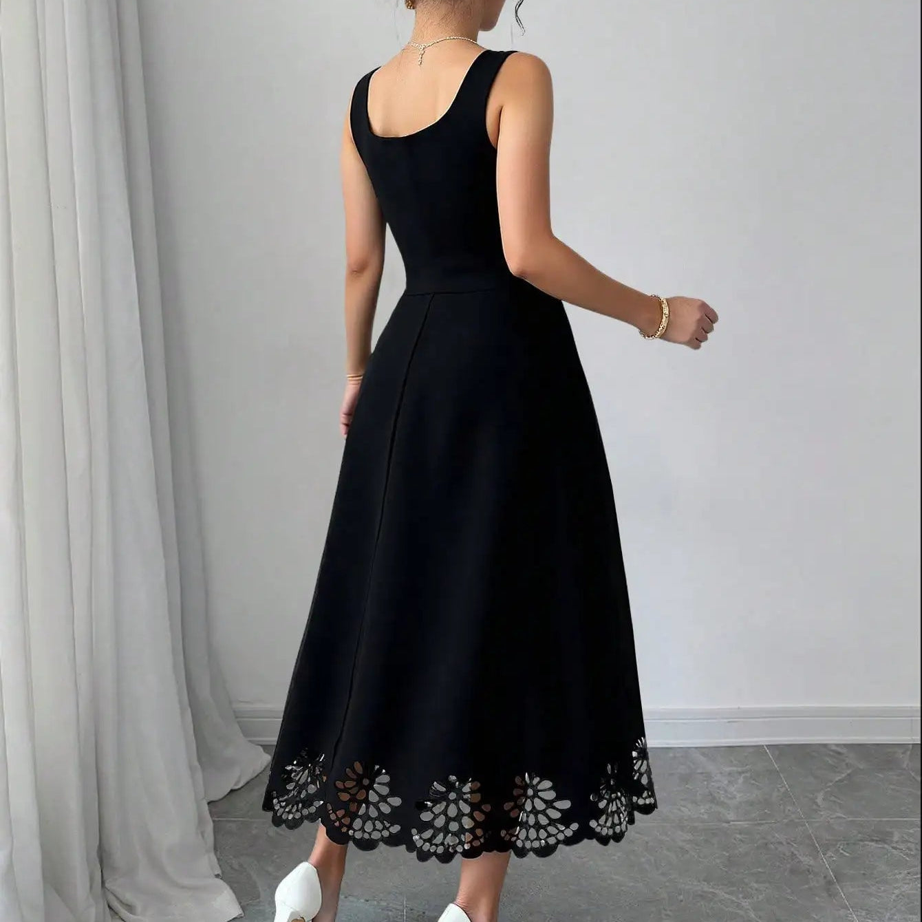 VALORIA | Women’s premium square neck fit & flare dress with feminine waistline