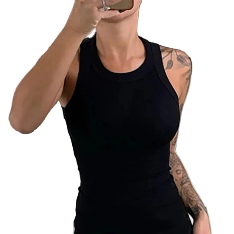 VALORIA | Women’s ribbed round neck tank top with soft stretch fabric