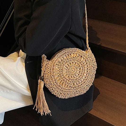 VALORIA | Women’s round straw crossbody bag