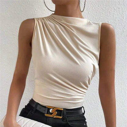 VALORIA | Women’s ruched mock neck sleeveless top