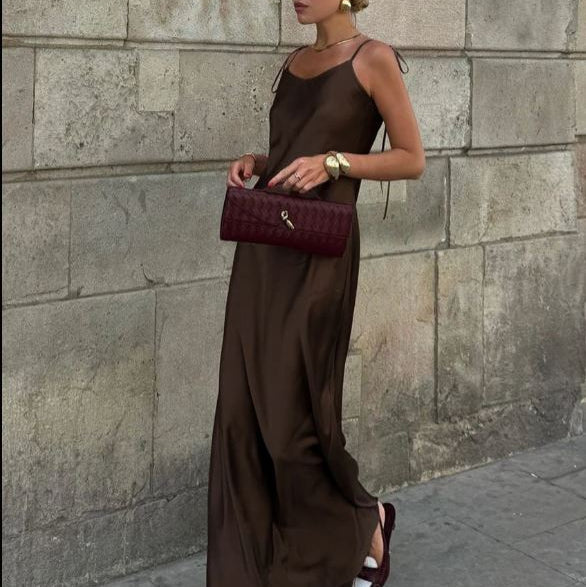 VALORIA | Women’s satin backless maxi dress