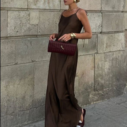 VALORIA | Women’s satin backless maxi dress