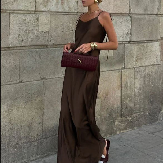 VALORIA | Women’s satin backless maxi dress