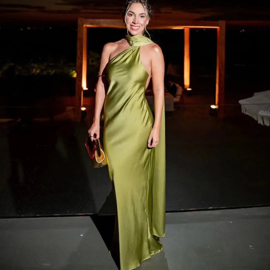 VALORIA | Women’s satin halter backless maxi dress