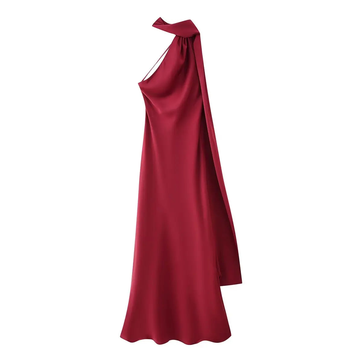 VALORIA | Women’s satin halter backless maxi dress blending modern glamour