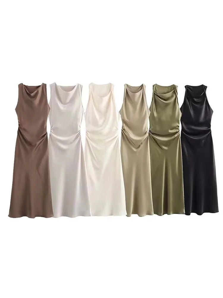 VALORIA | Women’s satin slip midi evening dress