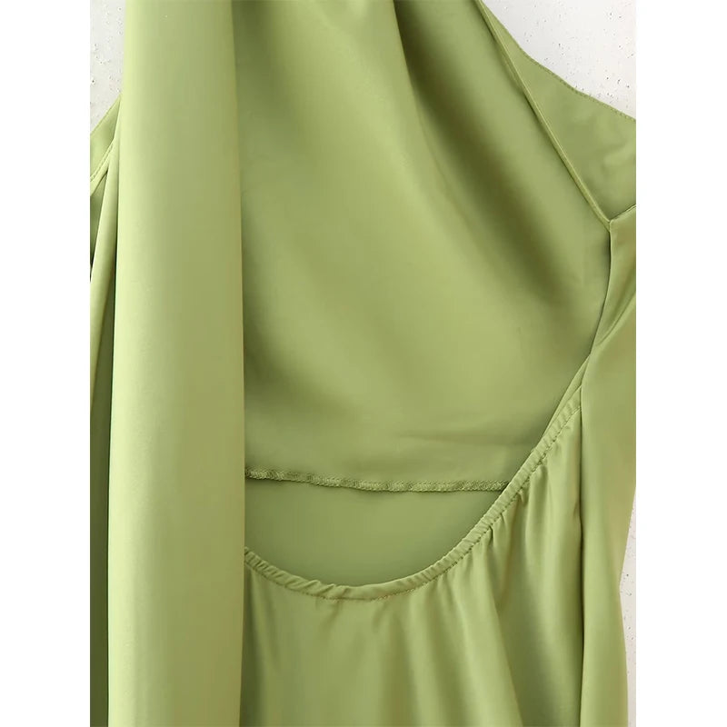 VALORIA | Women’s silky satin maxi dress with flattering backless design 