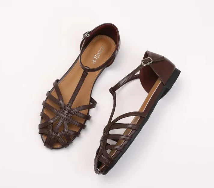 VALORIA | Women’s soft cross strap flat sandals comfort fit