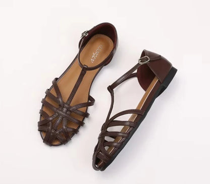 VALORIA | Women’s soft cross strap flat sandals comfort fit