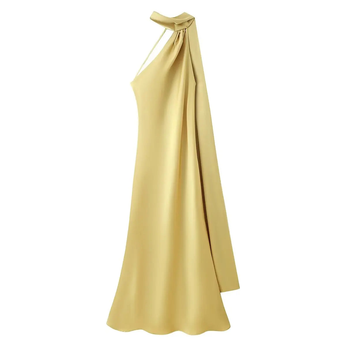 VALORIA | Women’s sophisticated halter neck evening dress pairing beautifully with high heels and accessories