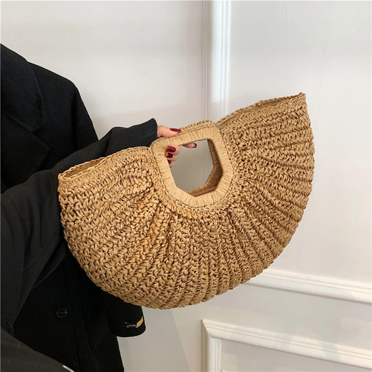 VALORIA | Women’s straw half moon handbag