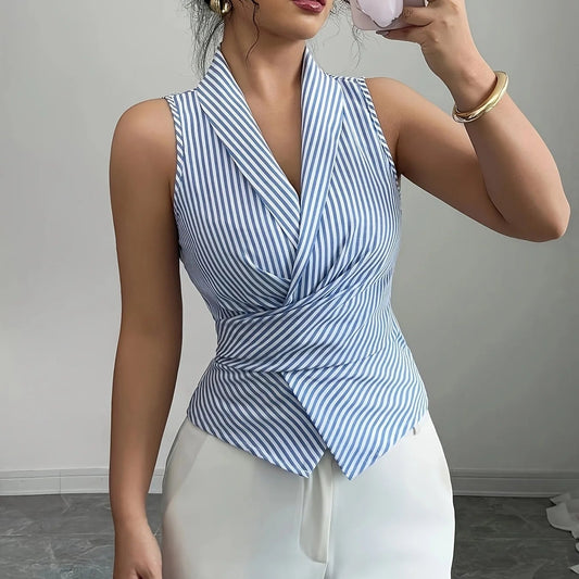 VALORIA | Women’s striped V-neck blouse