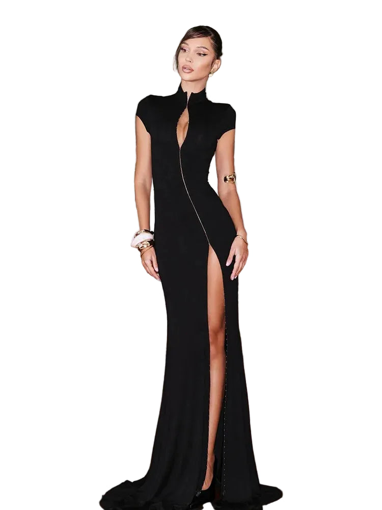 VALORIA | Women’s stylish buckle bodycon maxi dress for evening parties and formal occasions