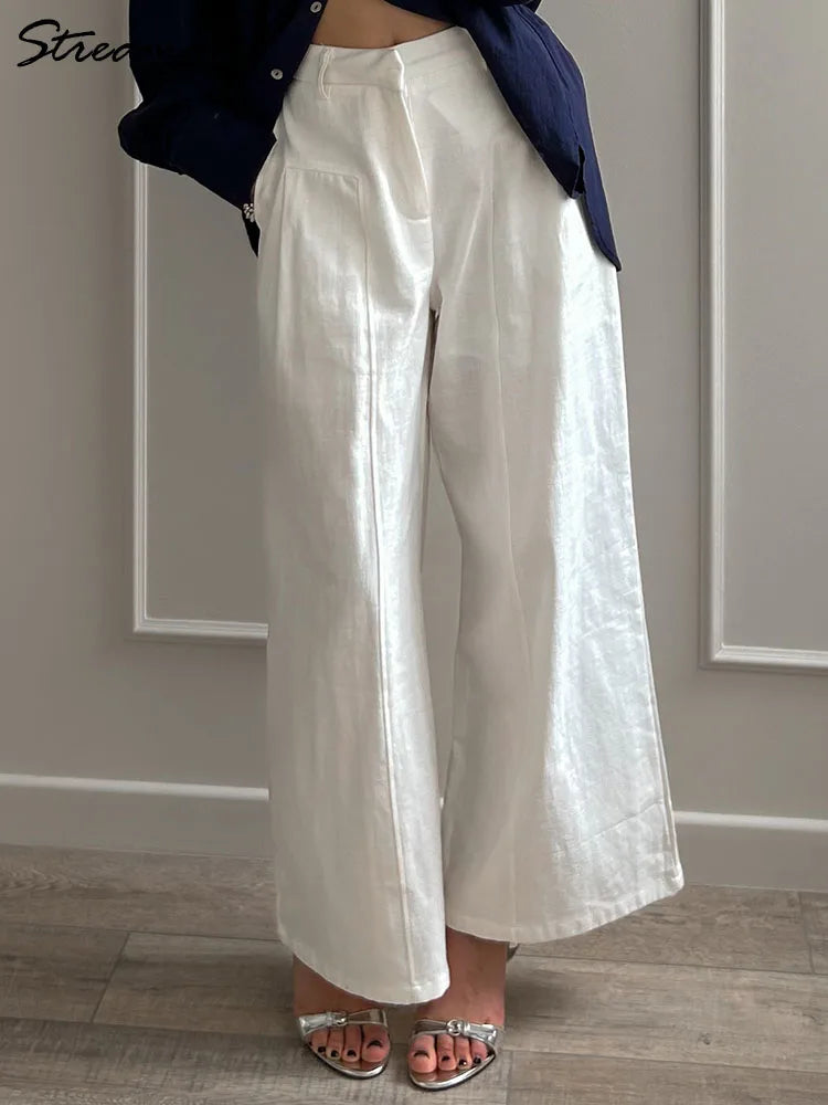 VALORIA | Women’s stylish cotton linen wide leg pants relaxed fit
