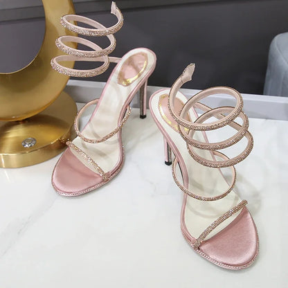 VALORIA | Women’s stylish crystal ankle strap heels for weddings and parties