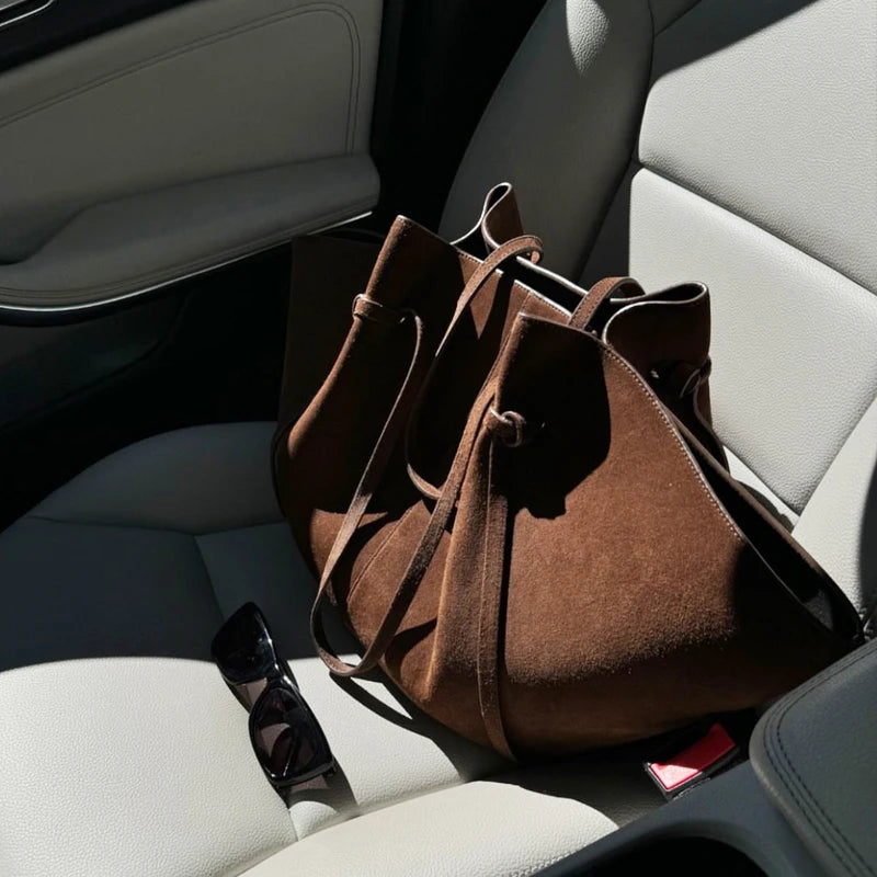 VALORIA | Women’s stylish faux suede ruched tote handbag