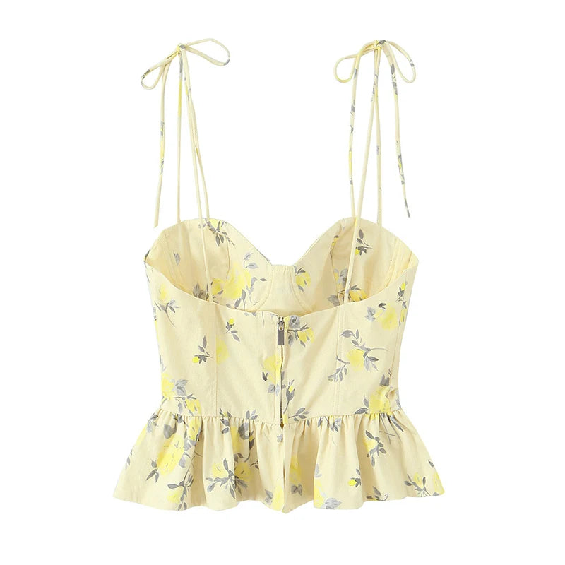 VALORIA | Women’s stylish floral corset-style cami top fitted silhouette