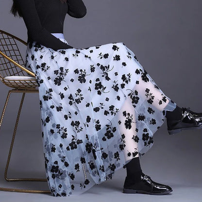 VALORIA | Women’s stylish floral tulle midi skirt for weddings and special occasions