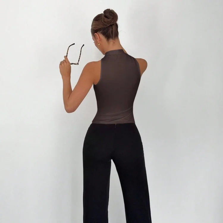 VALORIA | Women’s stylish halter neck crop tank top with slim fit silhouette