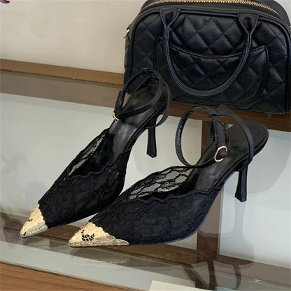 VALORIA | Women’s stylish lace slingback pumps sophisticated evening look