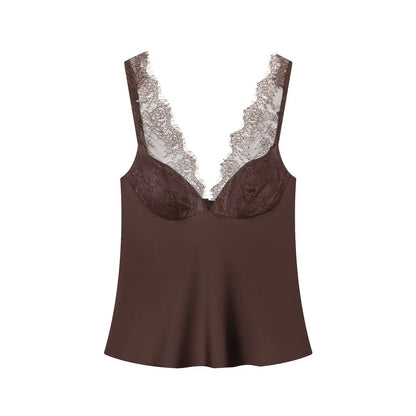 VALORIA | Women’s stylish lace splice V-neck cami top for casual and dressy outfits