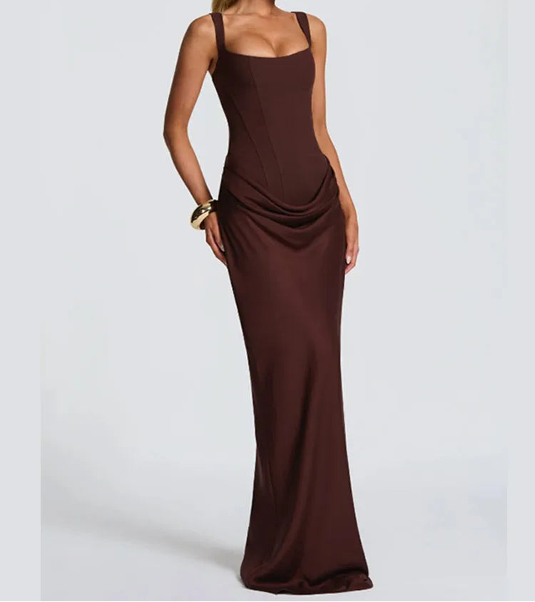 VALORIA | Women’s stylish pleated square neck dress for casual and special occasions
