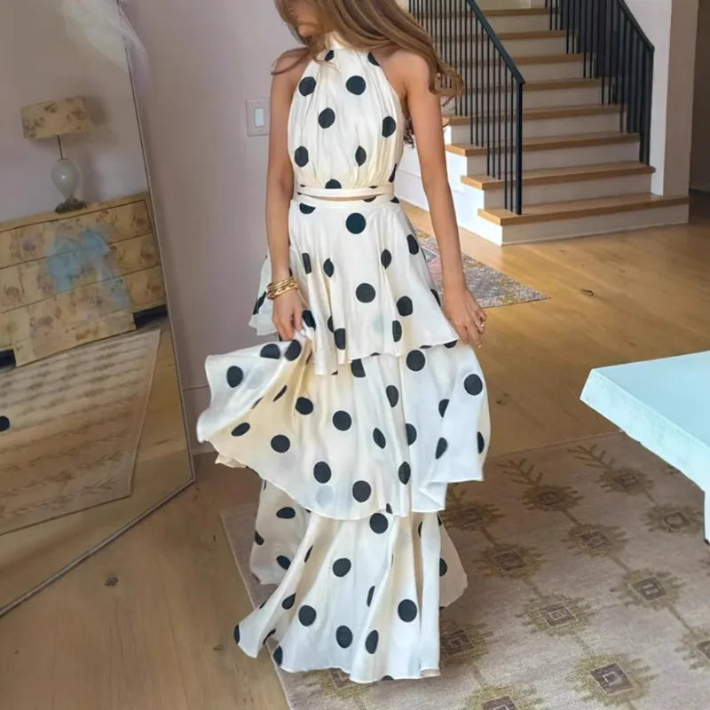 VALORIA | Women’s stylish polka dot 2-piece dress set for summer outings and vacations